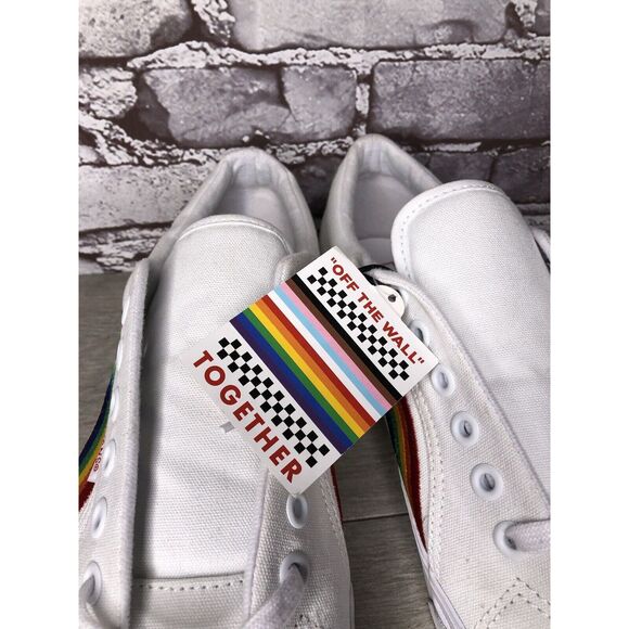 Vans 507452 White Canvas Rainbow Embroidered Lace Sneaker Shoes Men Sz 13M US/47 - Picture 3 of 16